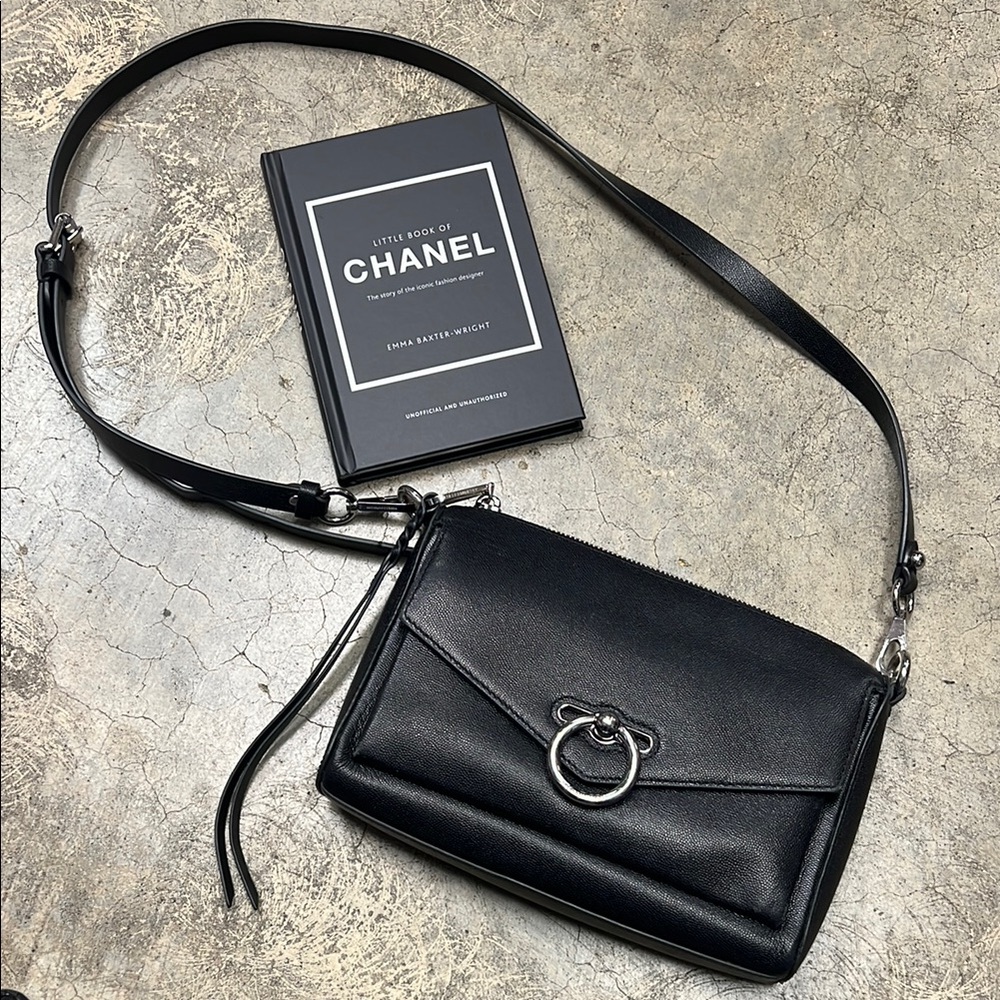 *Rebecca Minkoff Black Crossbody Bag with Flap Closure
